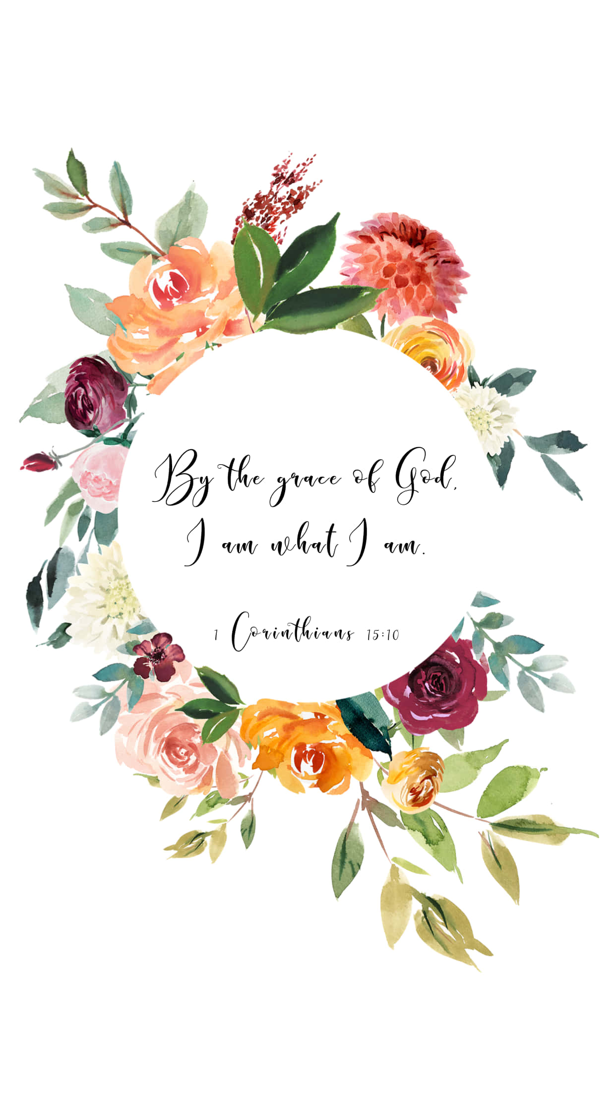 girly christian, watercolor floral wreath, warm tones, Full HD Phone Wallpaper