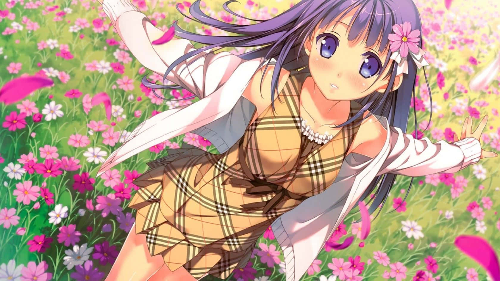girly cute anime, anime girl, pigtails, HD Desktop Wallpaper
