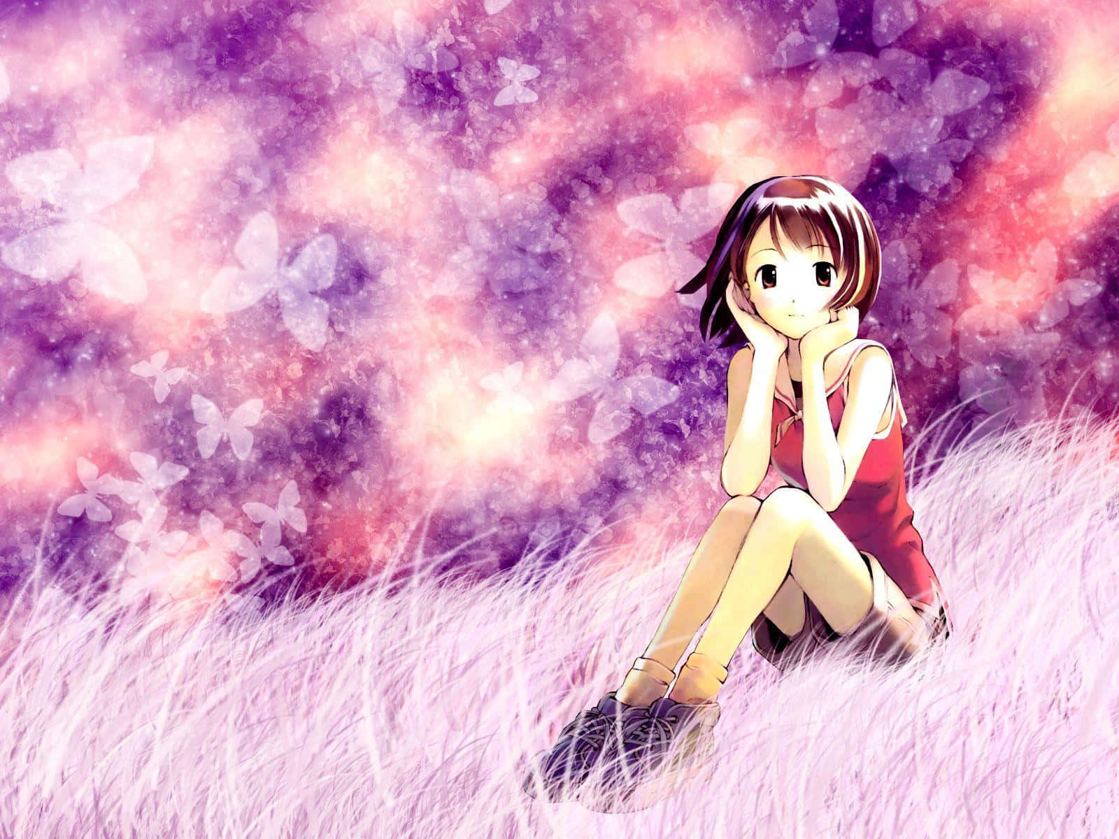 girly cute anime, young anime girl, red dress, HD Desktop Wallpaper