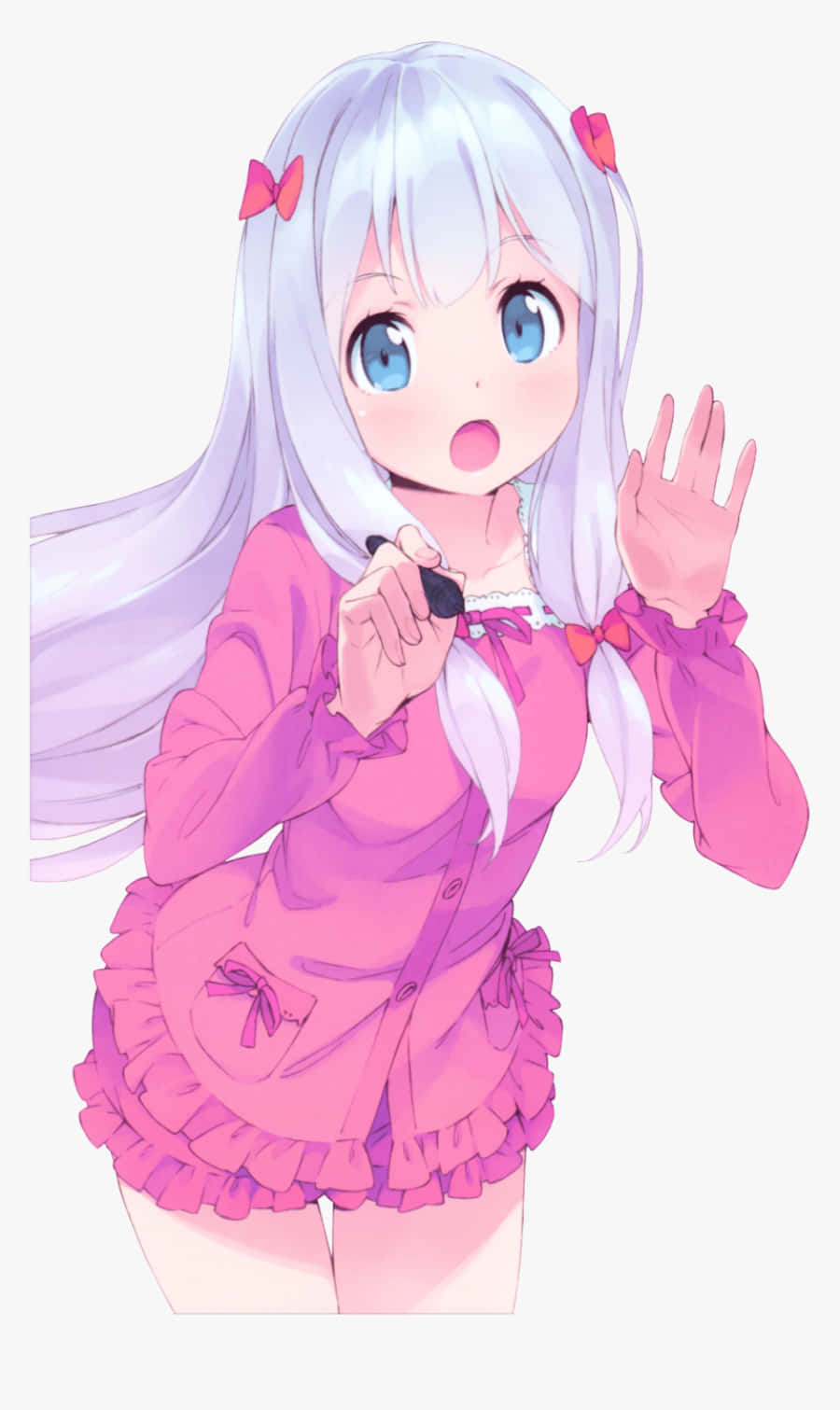 girly cute anime, silver hair, blue eyes, HD Phone Wallpaper