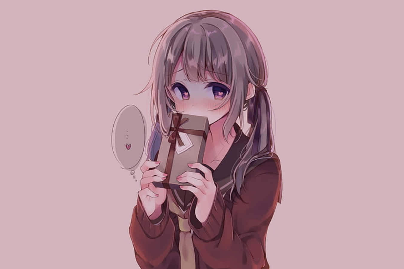 Girly Cute Anime, gray hair, gift box, HD Desktop Wallpaper