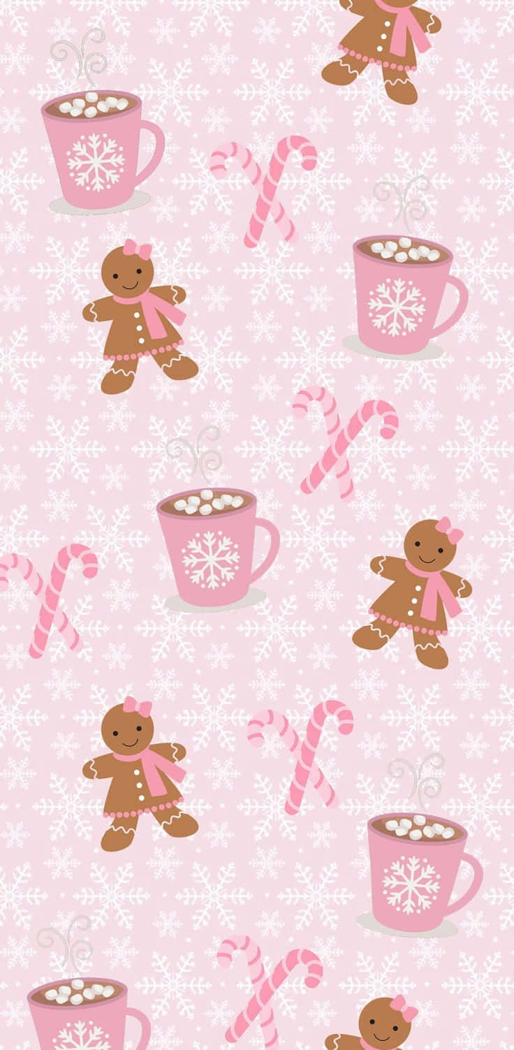 Girly Christmas Pattern, gingerbread girls, candy canes, HD Phone Wallpaper