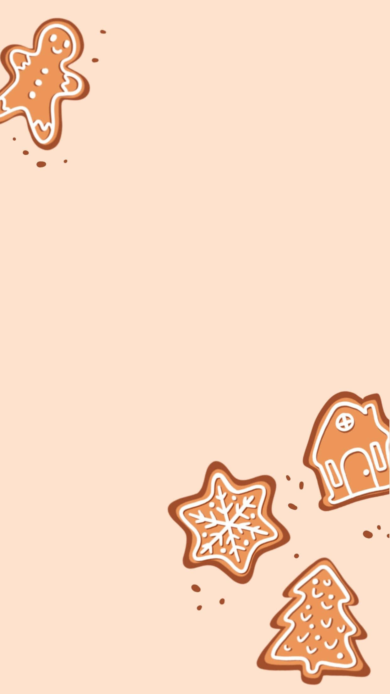 gingerbread cookies, man snowflake house, tree, Full HD Phone Wallpaper