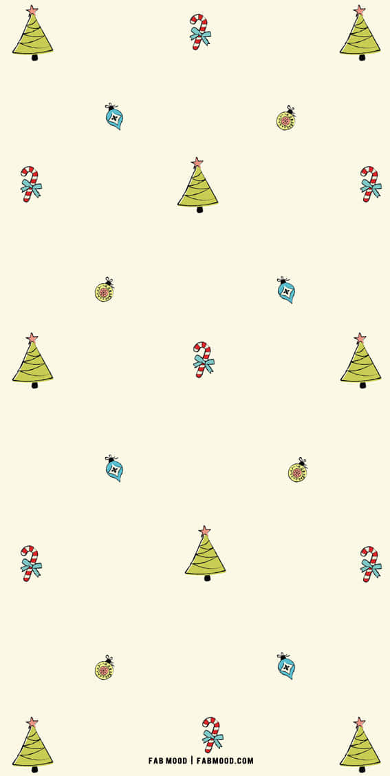 green Christmas trees, candy canes, ornaments, SD Phone Wallpaper