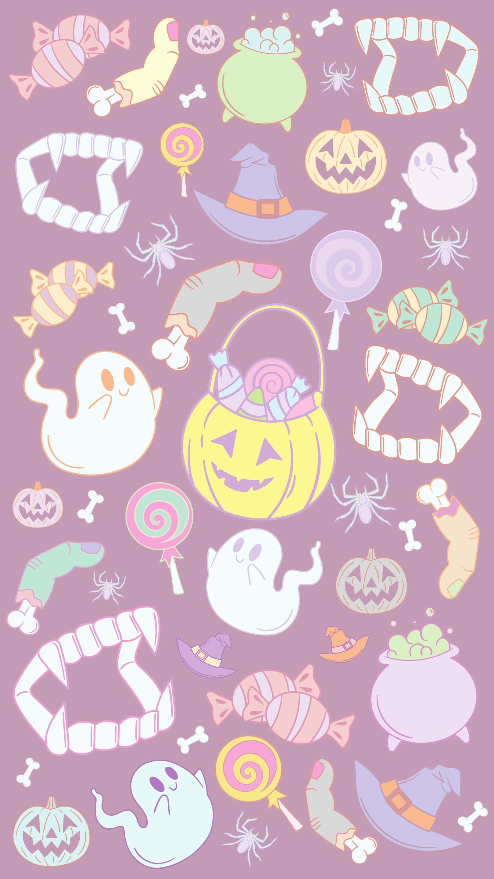 Girly Cute Halloween, pastel-colored, ghosts, 2K Phone Wallpaper