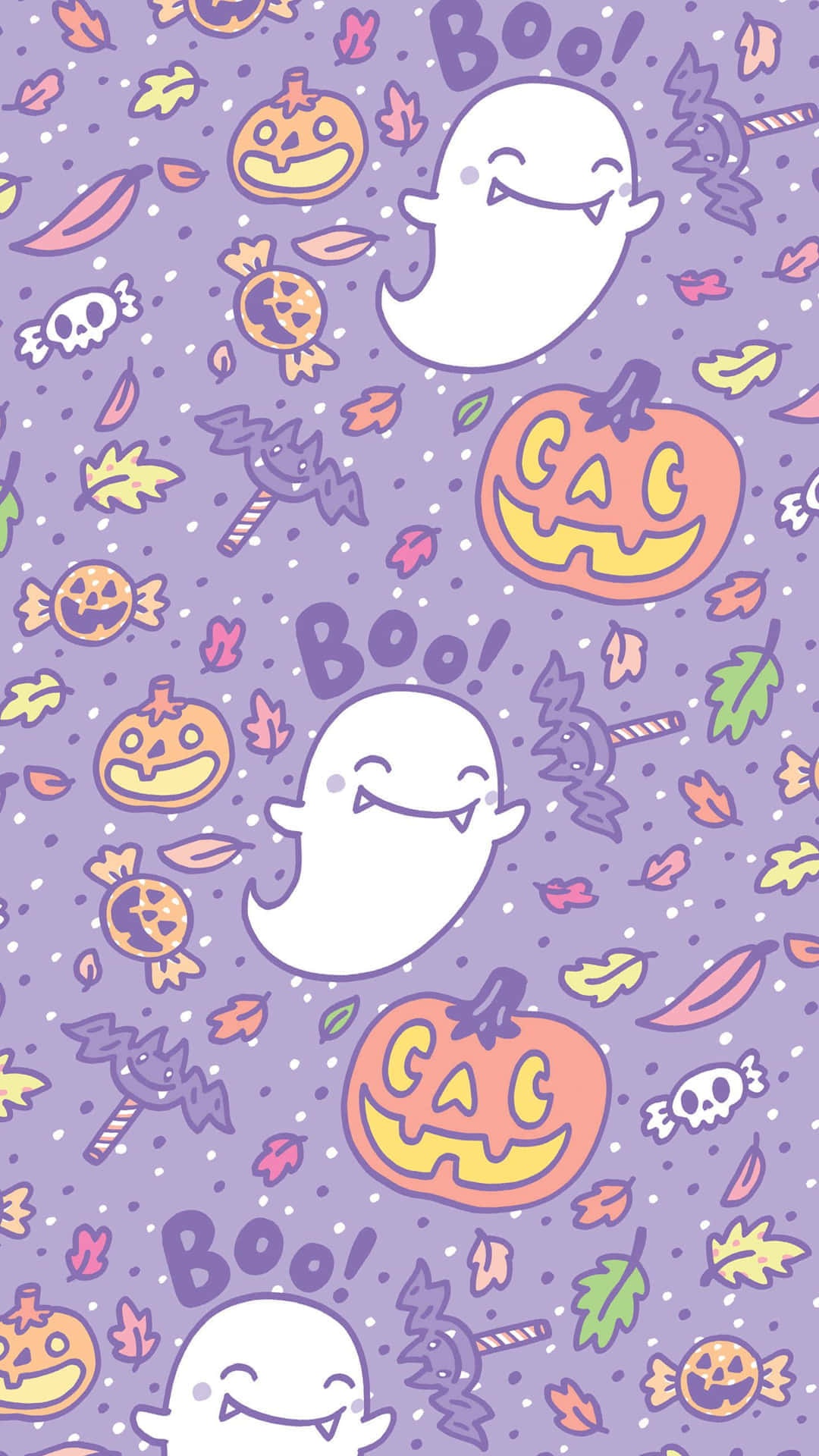 Girly Cute Halloween, purple background, smiling ghosts, Full HD Phone Wallpaper