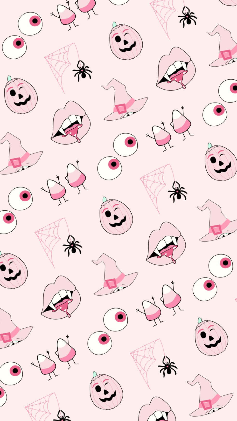 Girly Halloween Pattern, pink, smiling pumpkins, HD Phone Wallpaper