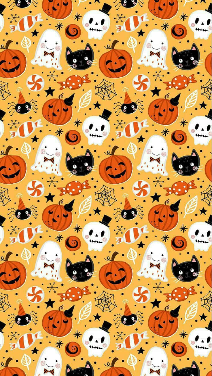 Girly Cute Halloween, smiling pumpkins, ghosts, HD Phone Wallpaper