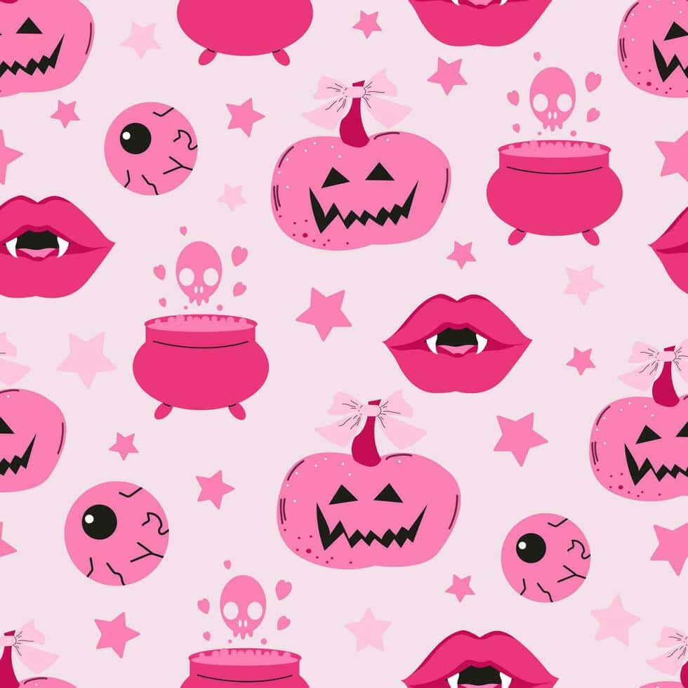 Girly Halloween Pattern, pink Halloween pattern, jack o' lanterns, SD Desktop Wallpaper