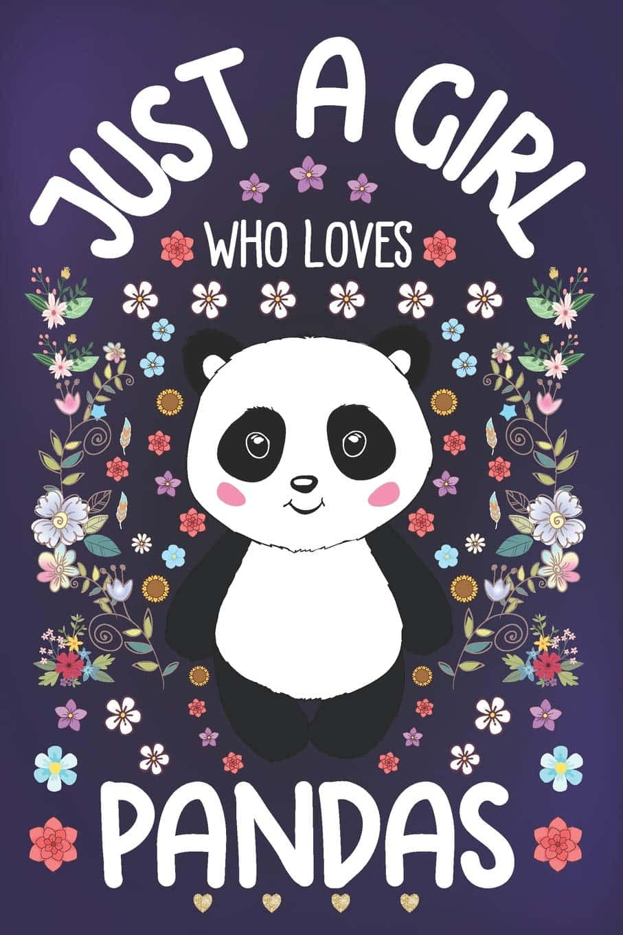 Girly Cute Panda, floral journal, dark purple background, HD Phone Wallpaper