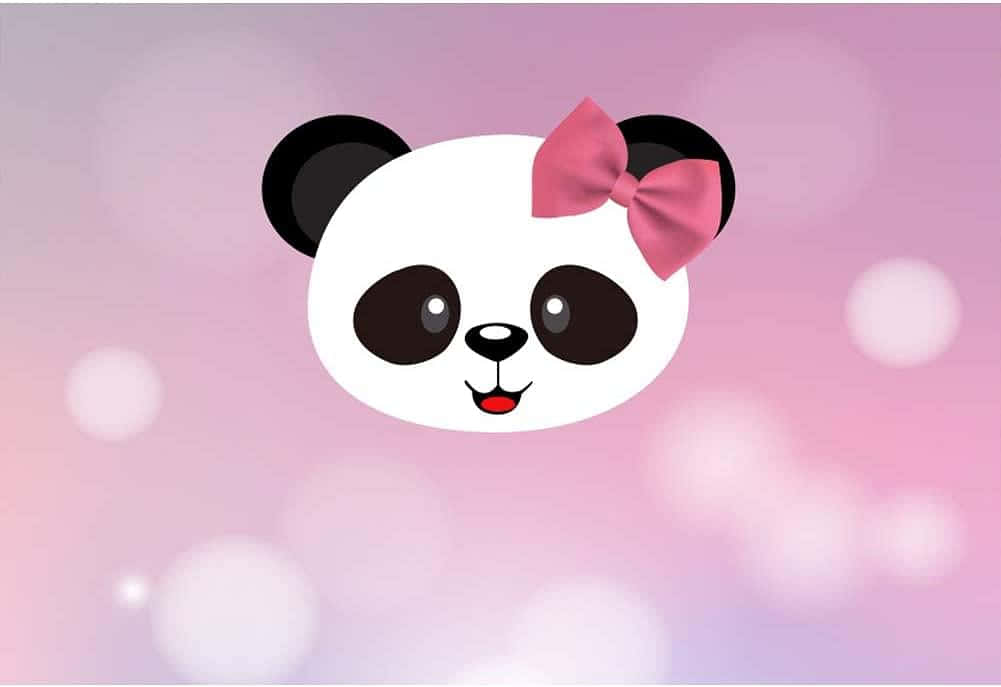 Girly Cute Panda, pink bow, soft pink bokeh background, SD Desktop Wallpaper