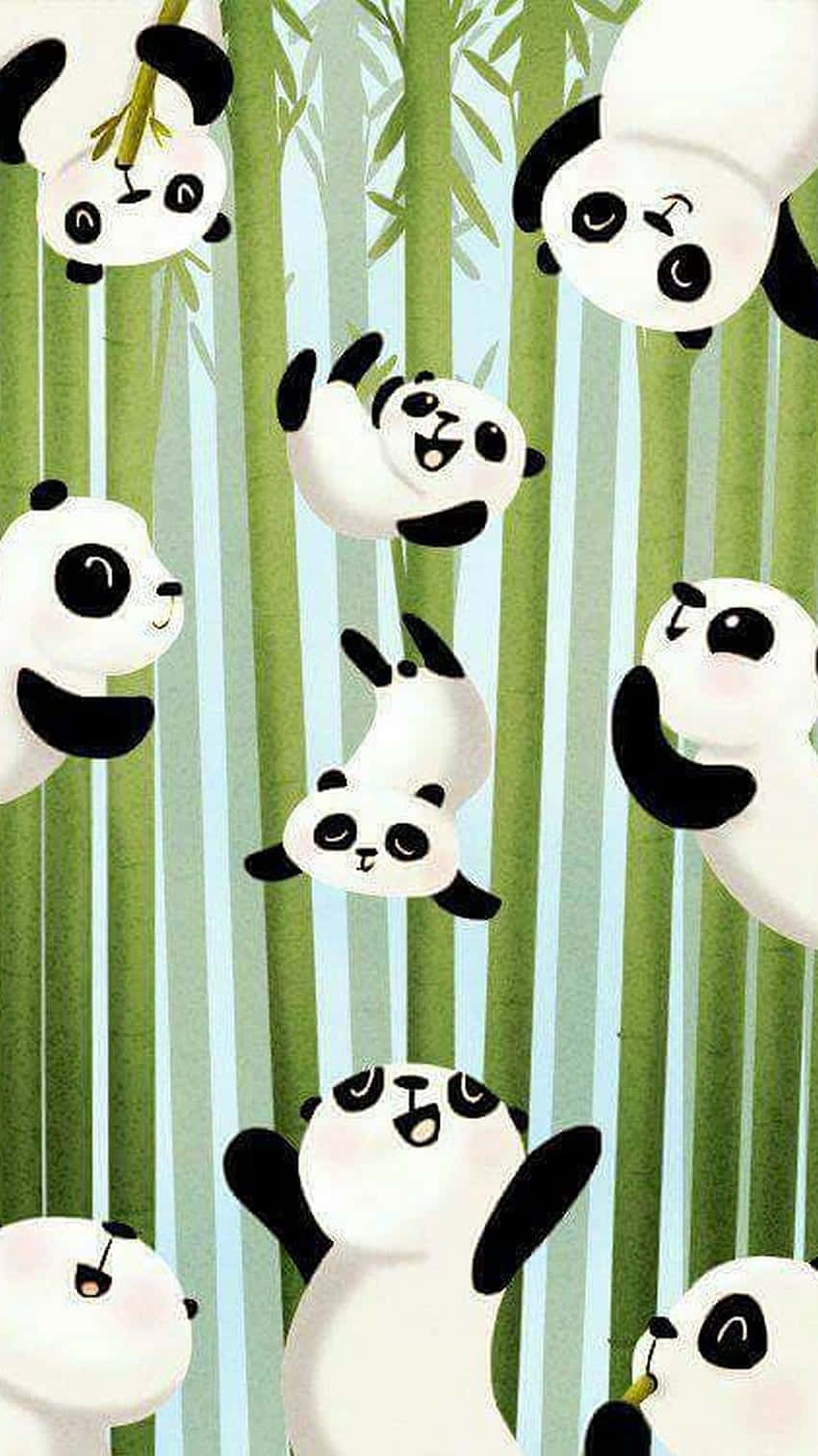 Girly Cute Panda, bamboo grove, vibrant green bamboo stalks, HD Phone Wallpaper