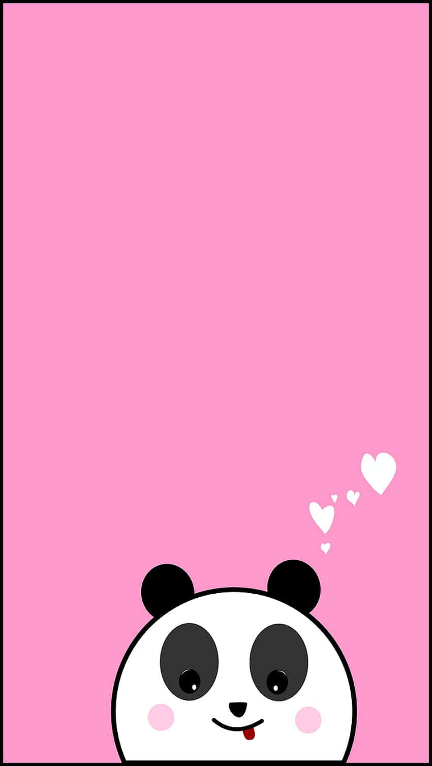 Girly Cute Panda, pink heart, rosy cheeks, HD Phone Wallpaper