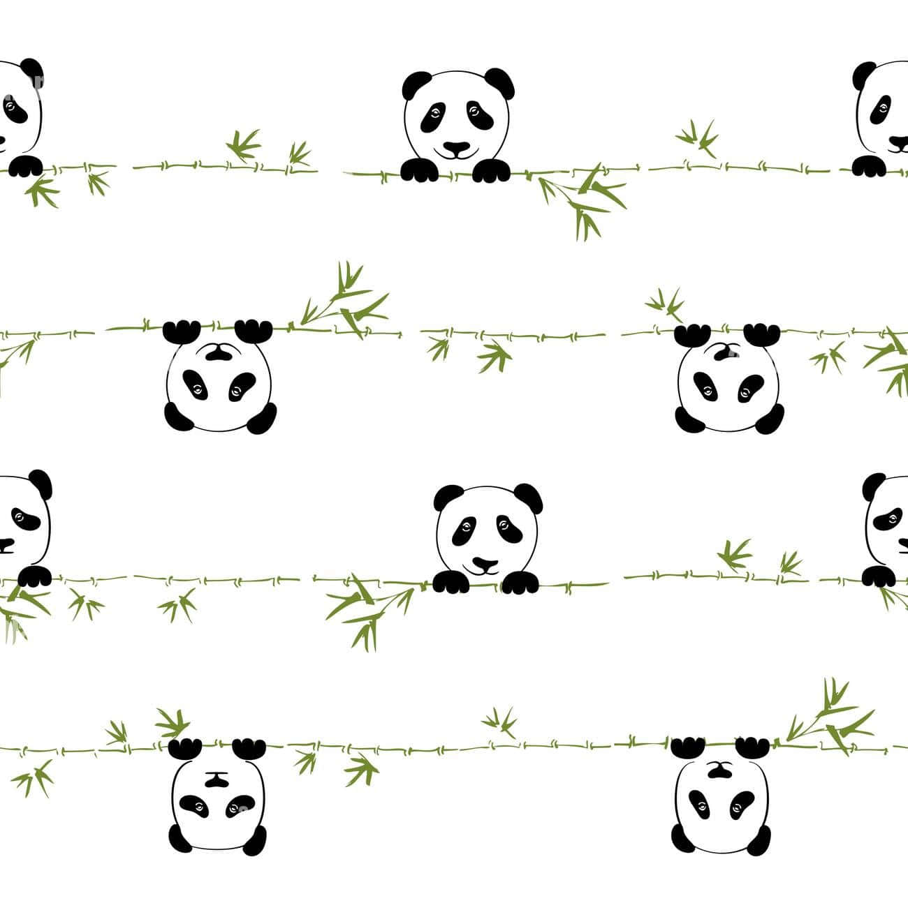 Girly Cute Panda, cartoon pandas, bamboo stalks, HD Desktop Wallpaper
