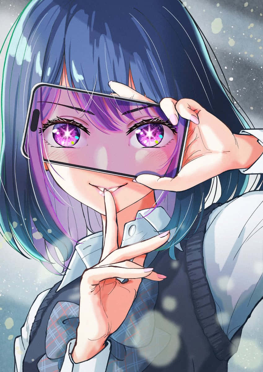 anime girl, galaxy eyes, purple eyes, SD Phone Wallpaper