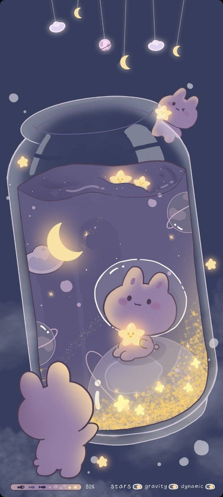 Girly Galaxy, purple bunny, glass jar, HD Phone Wallpaper