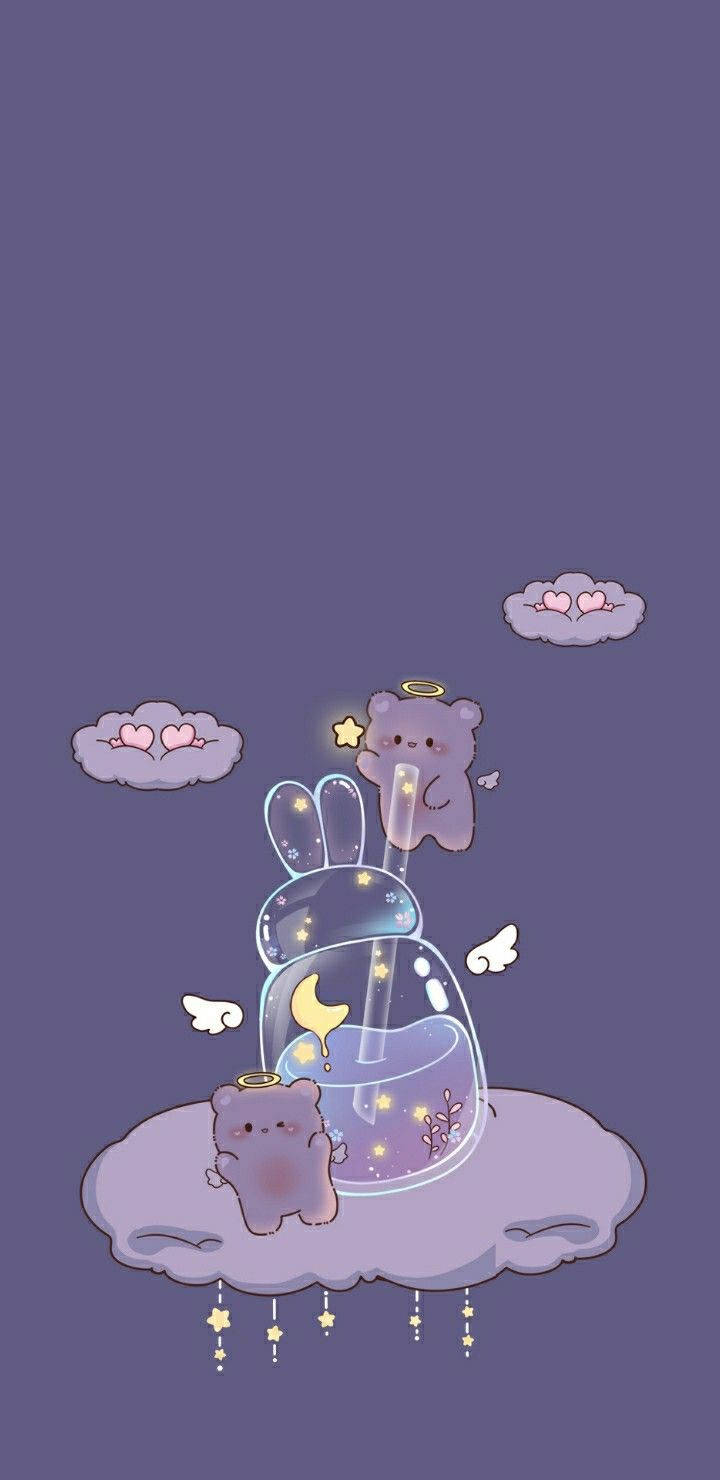 Girly Galaxy, purple bears, angel wings, HD Phone Wallpaper