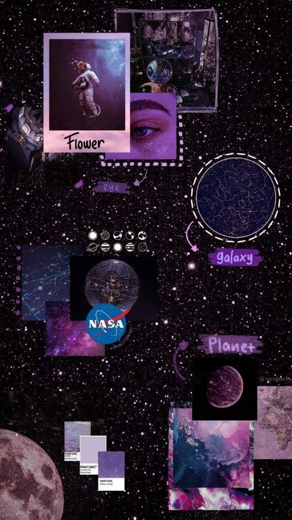 Girly Galaxy, purple, starry, SD Phone Wallpaper
