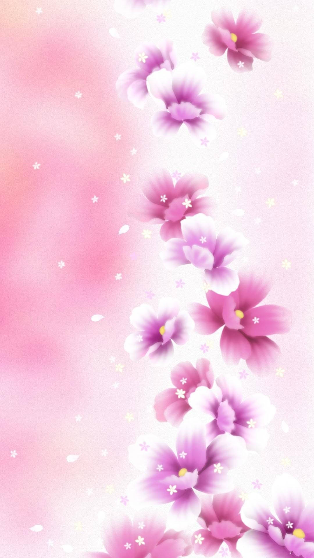 Girly Galaxy, pink cherry blossoms, soft gradient sky, Full HD Phone Wallpaper