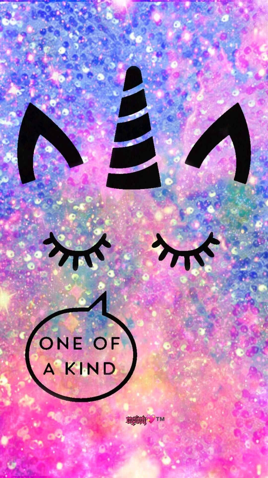 Girly Galaxy, pink and blue background, black unicorn face, Full HD Phone Wallpaper
