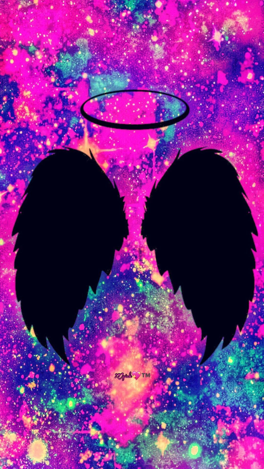 Girly Galaxy, angel wings, halo, Full HD Phone Wallpaper