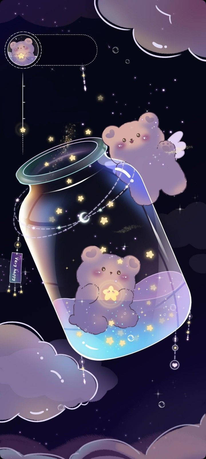Girly Galaxy, purple bears, glass jar, HD Phone Wallpaper