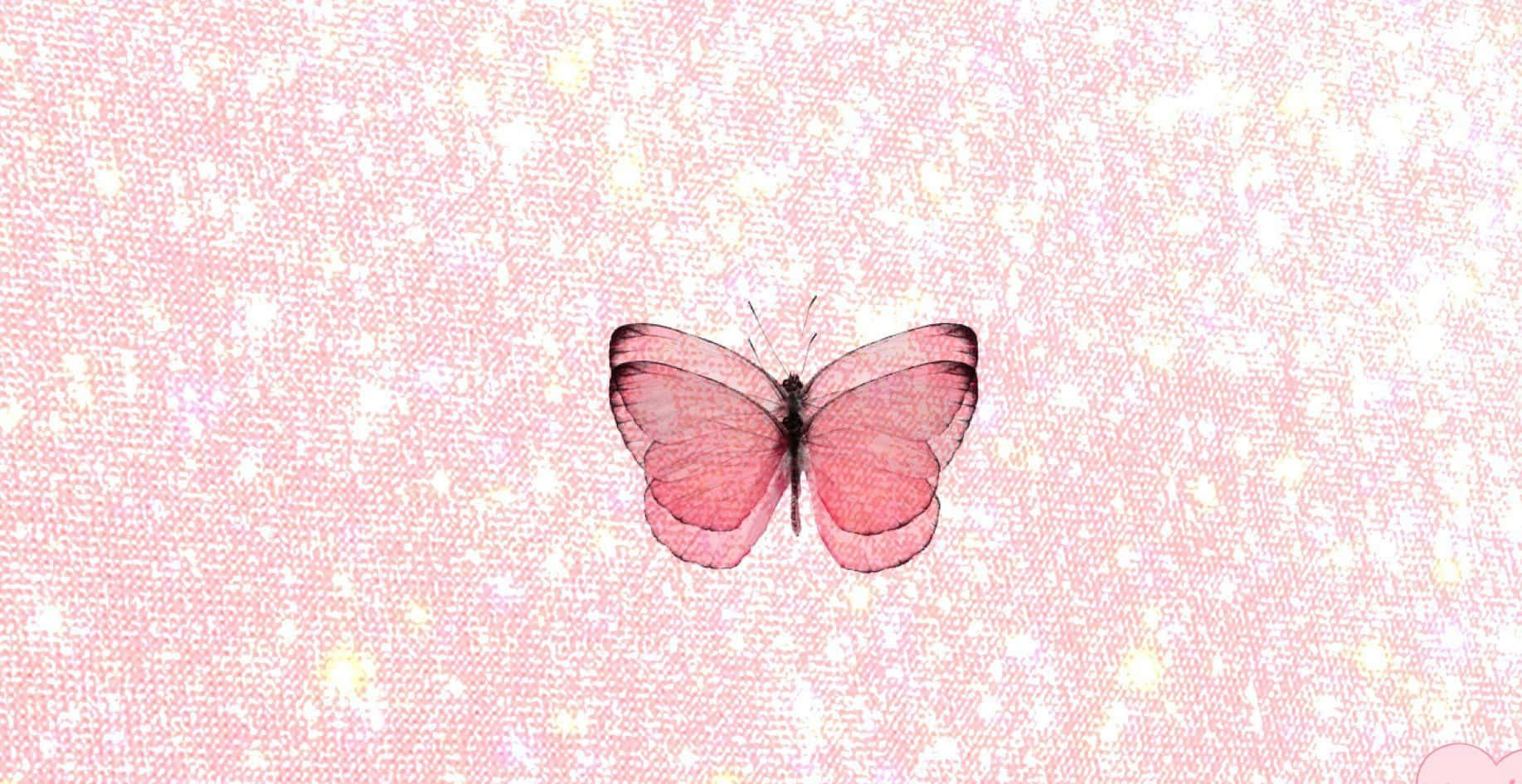 girly laptop, pink butterfly, floral pattern, HD Desktop Wallpaper