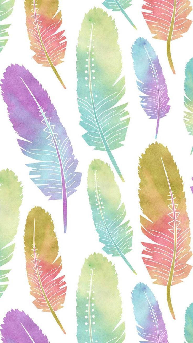 colorful feathers, pastel hues, watercolor, HD Phone Wallpaper