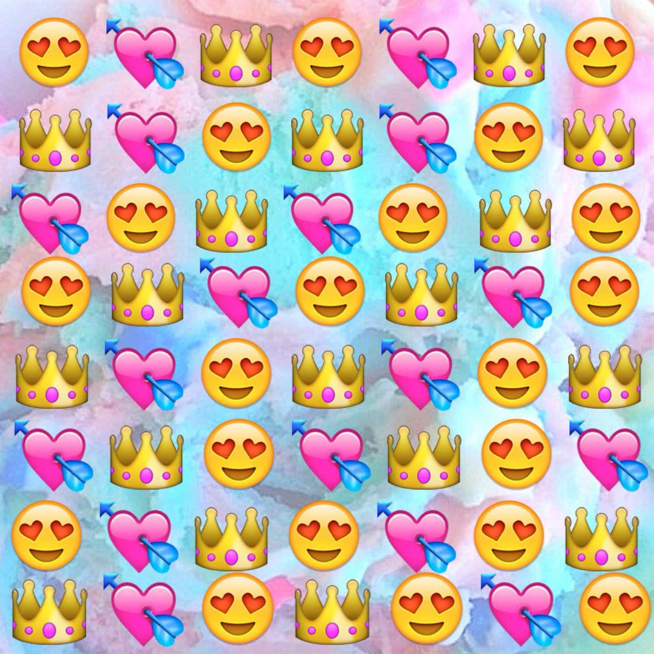 emoji puzzle, heart eyes smiley faces, pink hearts with arrows, HD Desktop Wallpaper