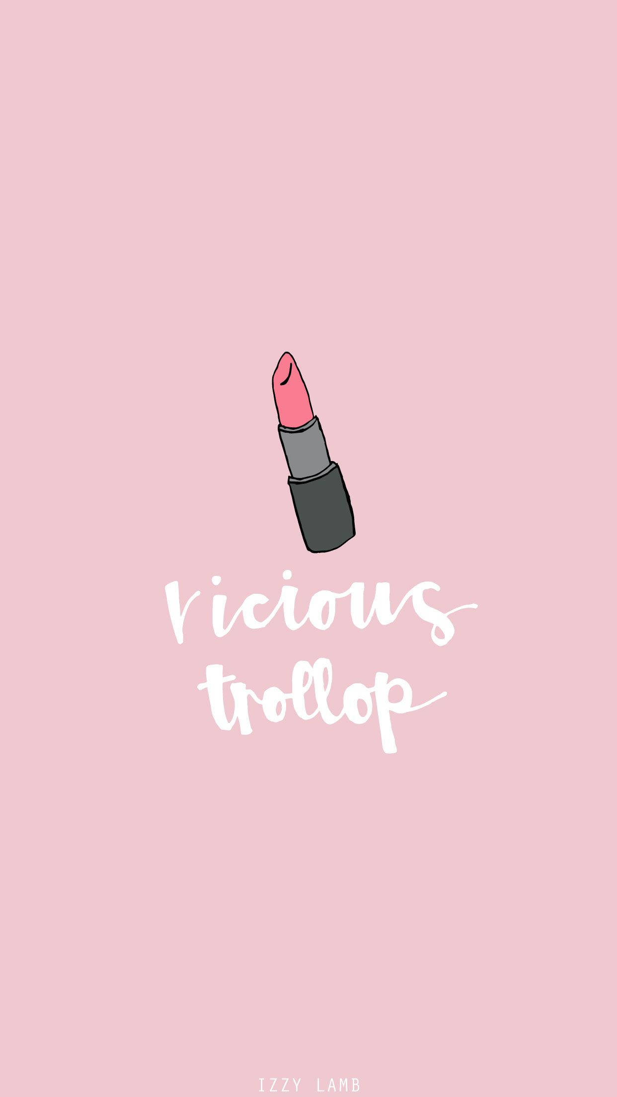 pink lipstick, soft pink background, vicious troll, Full HD Phone Wallpaper