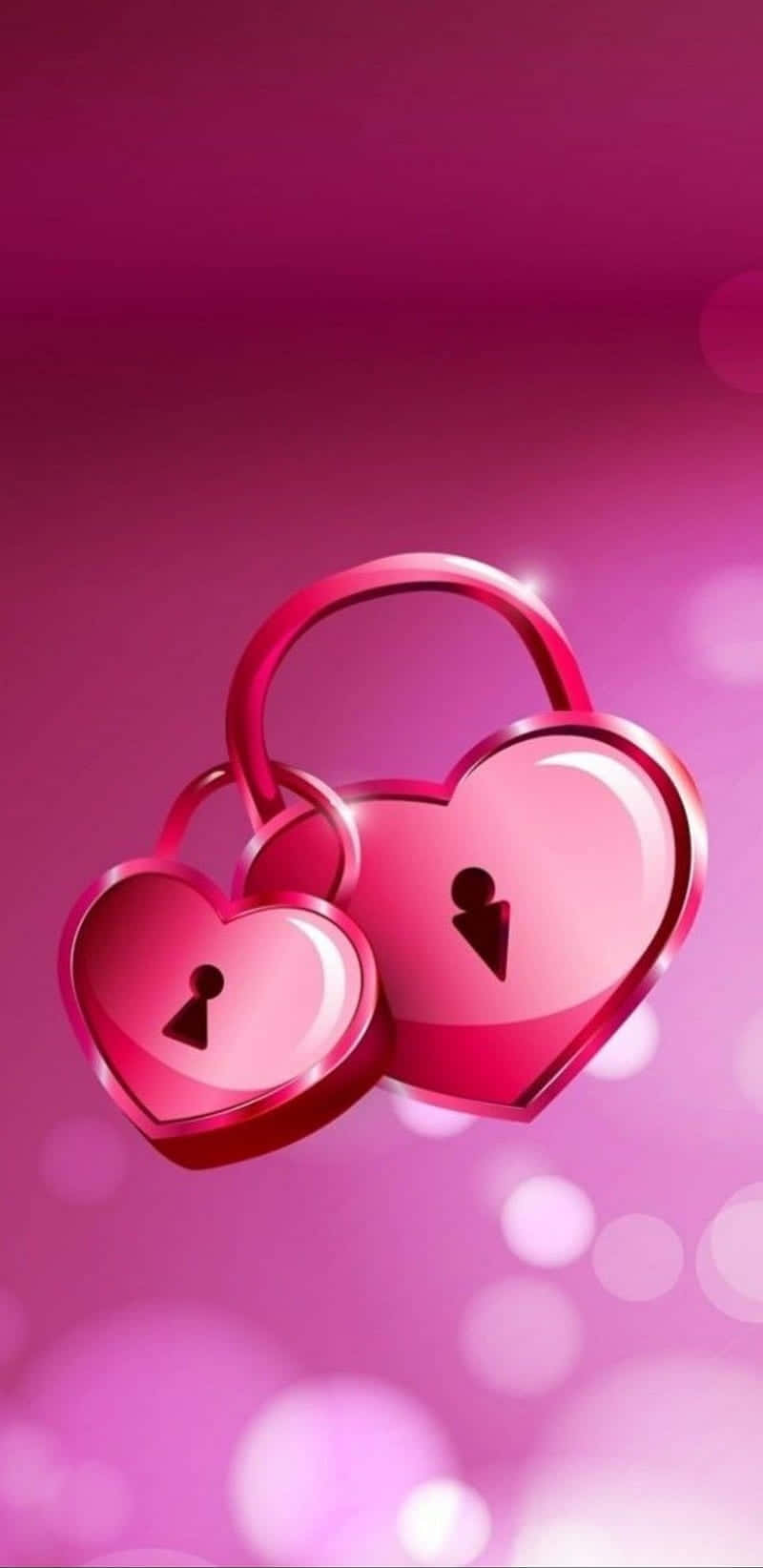 glossy pink heart-shaped padlocks, soft gradient purple background, bokeh lights, HD Phone Wallpaper