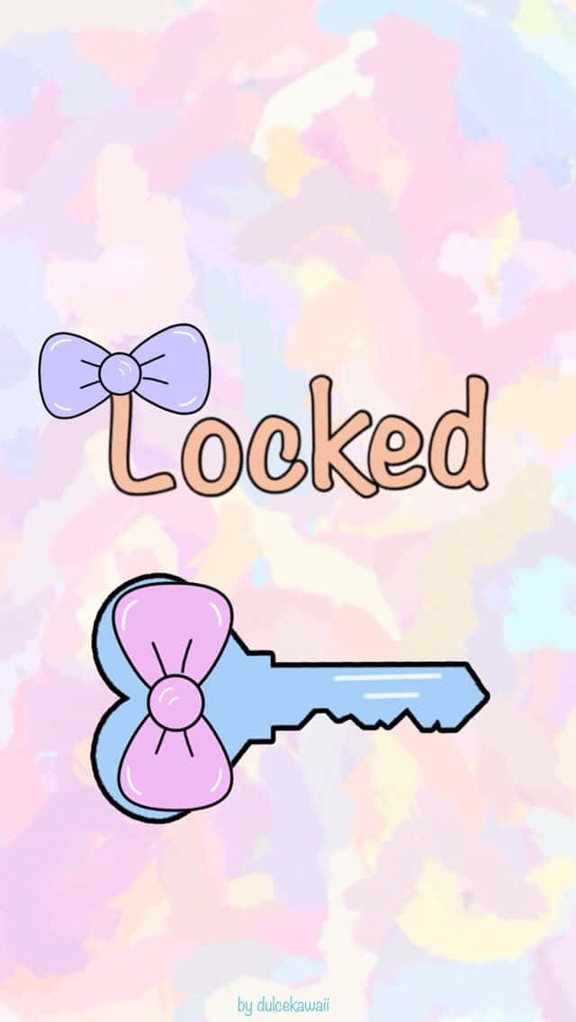 girly lock screen, pastel-colored key, pink bow, SD Phone Wallpaper