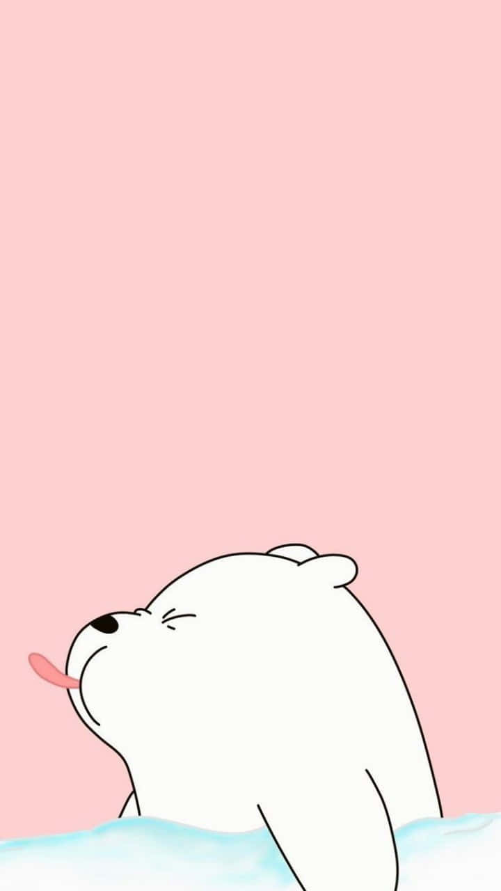 white bear, soft pink background, light blue water, HD Phone Wallpaper