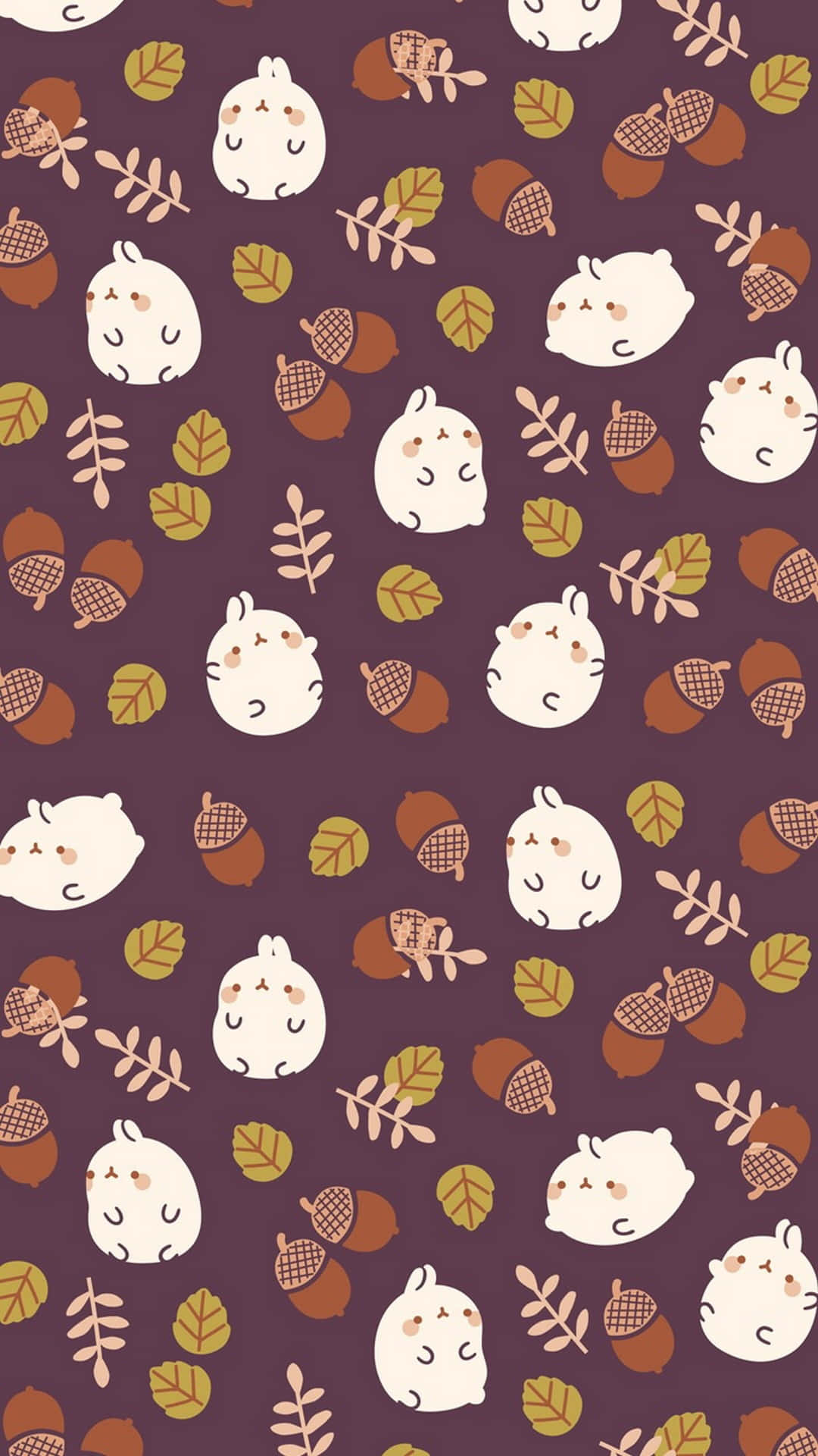 Girly Lock Screen, white bunnies, acorns, Full HD Phone Wallpaper