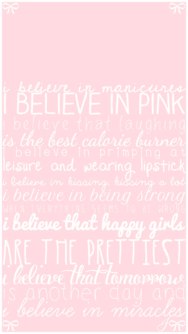 Girly Lock Screen, pink background, white text, SD Phone Wallpaper