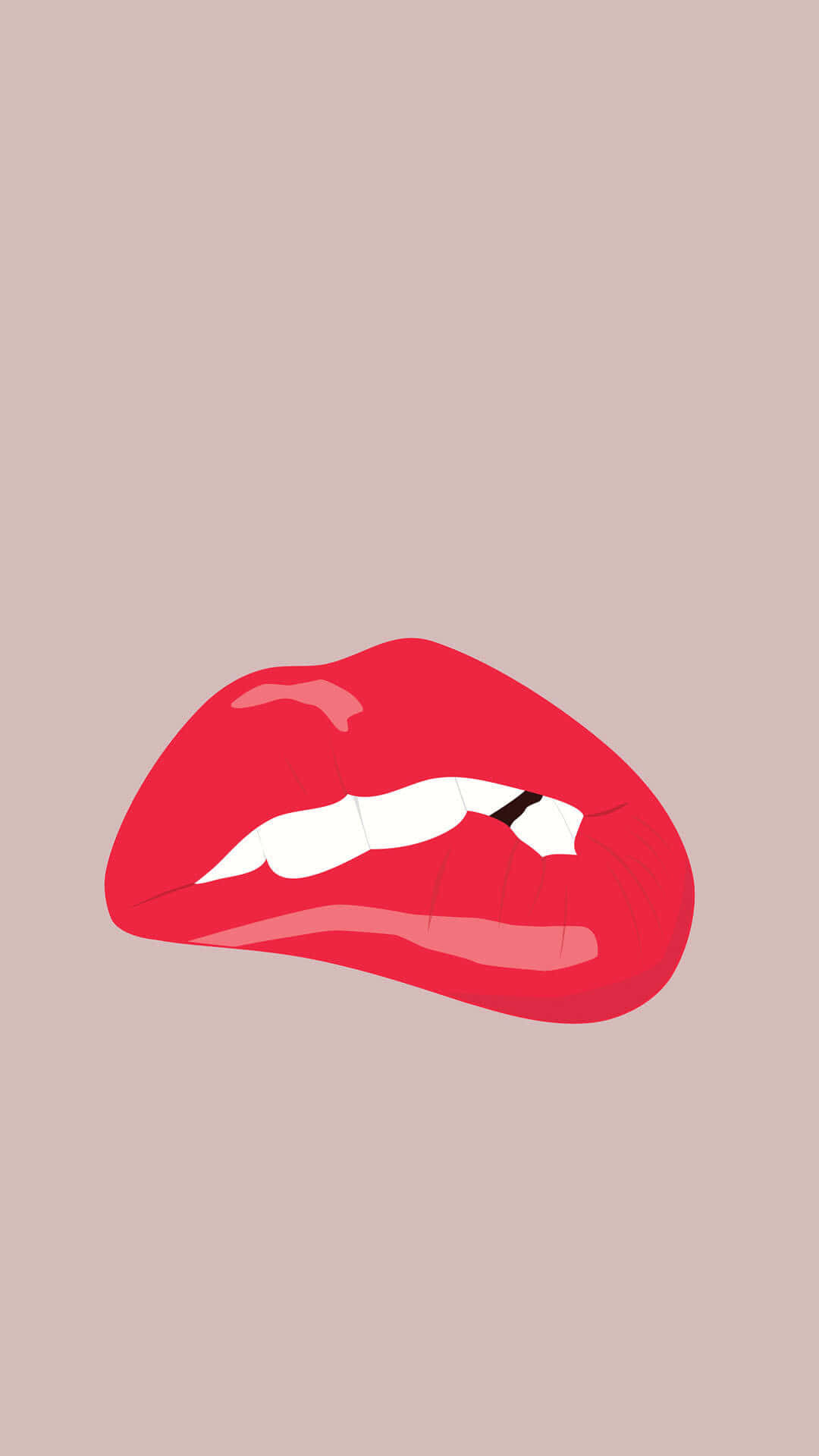 Girly Lock Screen, Bold red lips, White teeth, Full HD Phone Wallpaper