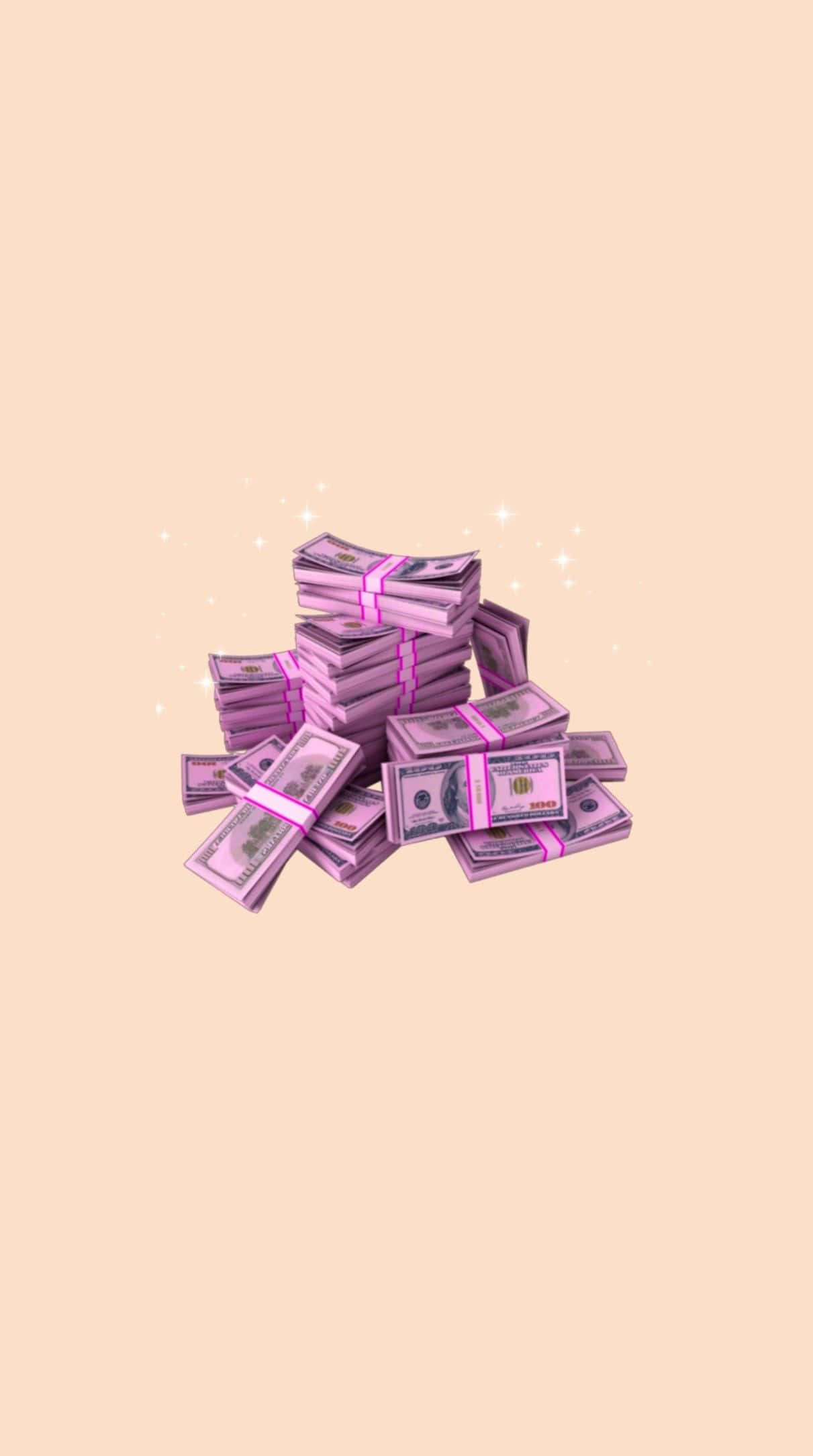 Girly Money, purple-banded dollar bills, pyramid, Full HD Phone Wallpaper