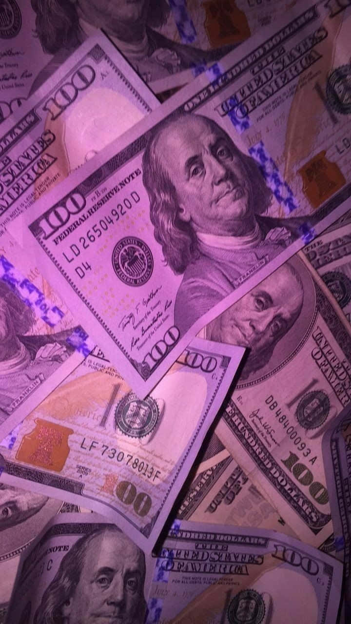 Girly Money, hundred-dollar bills, purple light, HD Phone Wallpaper