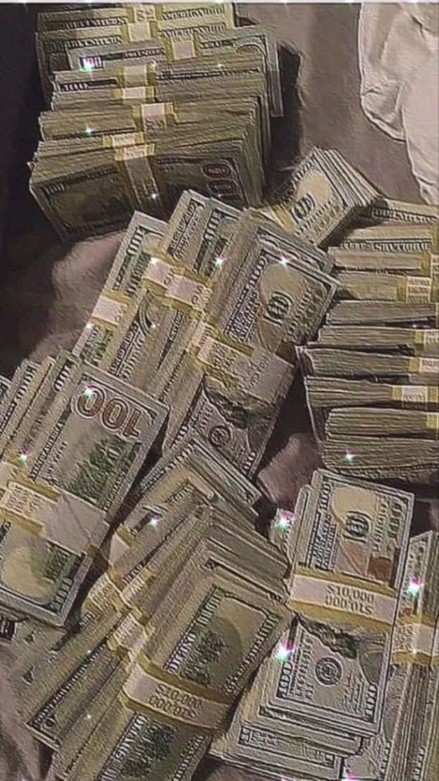 Girly Money, hundred-dollar bills, glittering sparkles, SD Phone Wallpaper