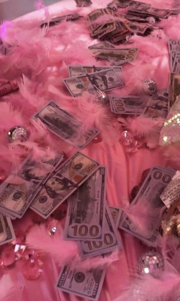 Girly Money, pink feathers, glittery disco balls, HD Phone Wallpaper