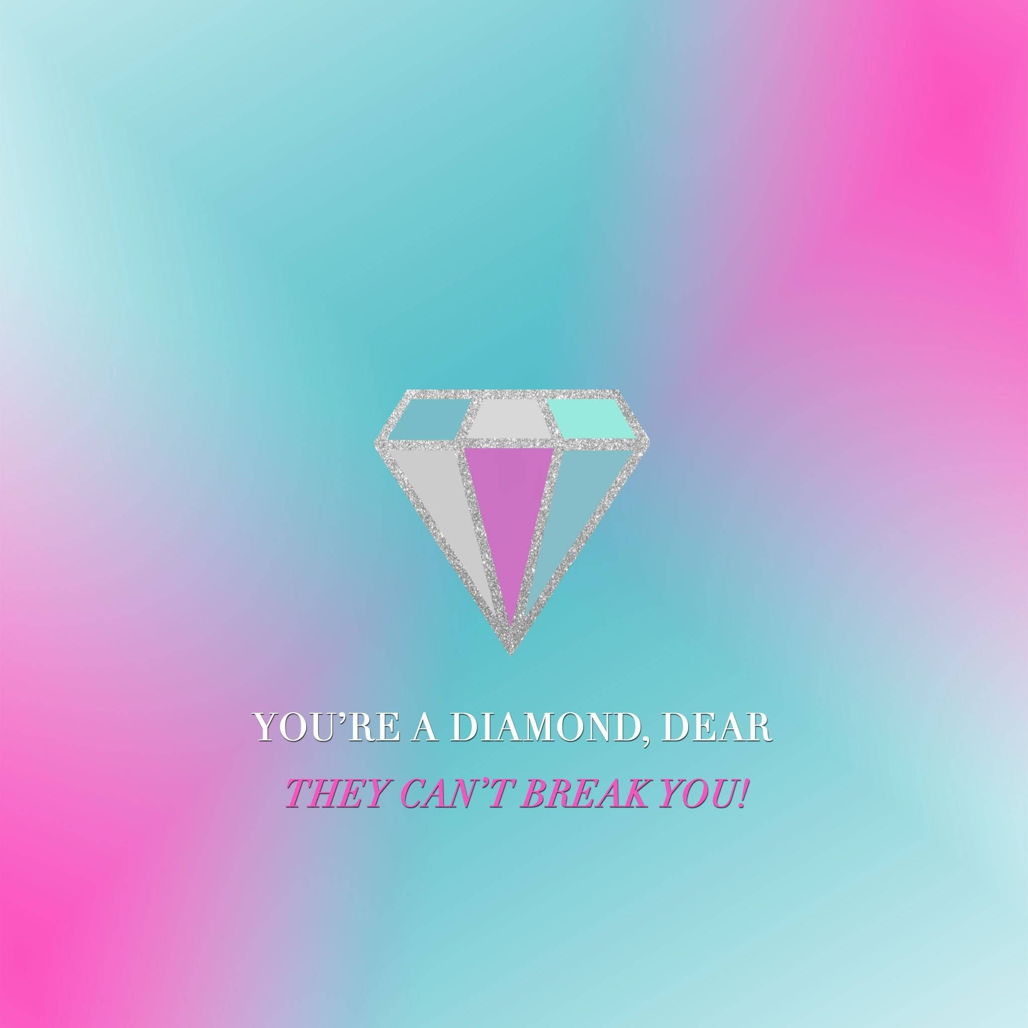 Girly Motivational, diamond icon, soft pink and cyan gradient, Full HD Desktop Wallpaper