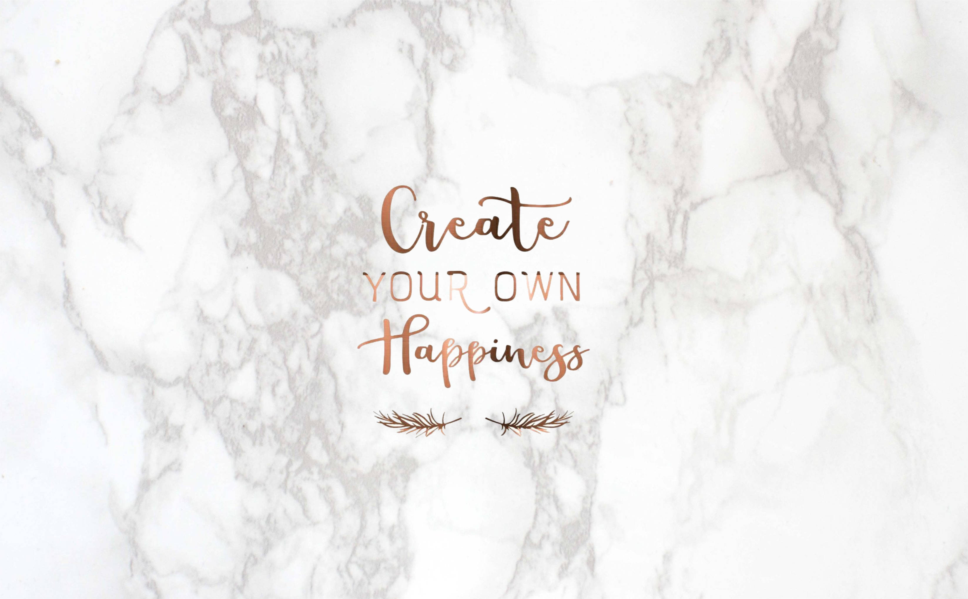 rose gold, cursive text, white marble background, 2K Desktop Wallpaper