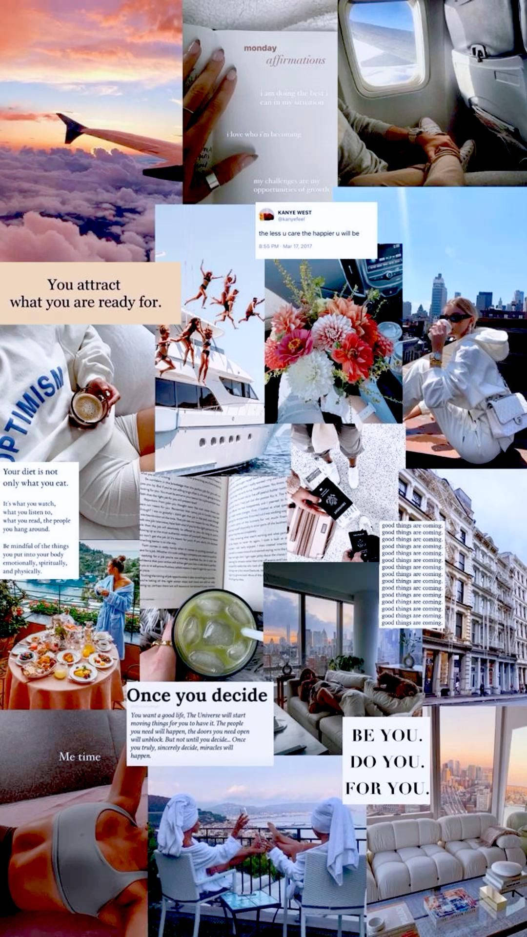 That Girl Aesthetic, aspirational lifestyle moments, airplane views, Full HD Phone Wallpaper