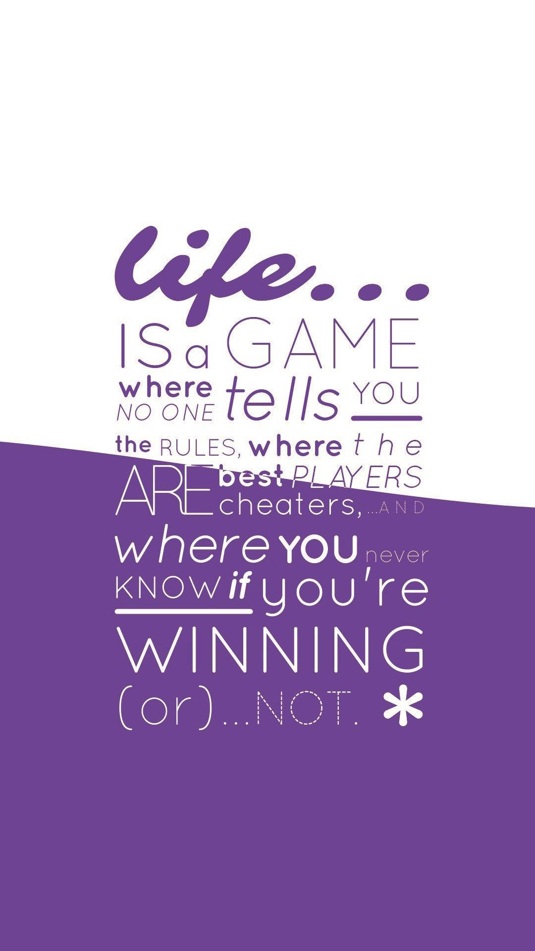Girly Motivational, life is a game, purple and white text, Full HD Phone Wallpaper