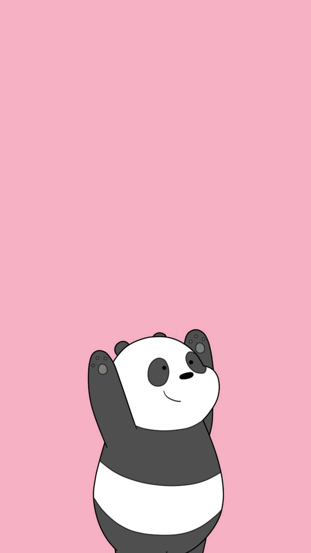 Girly Panda, cartoon panda, arms raised, Full HD Phone Wallpaper