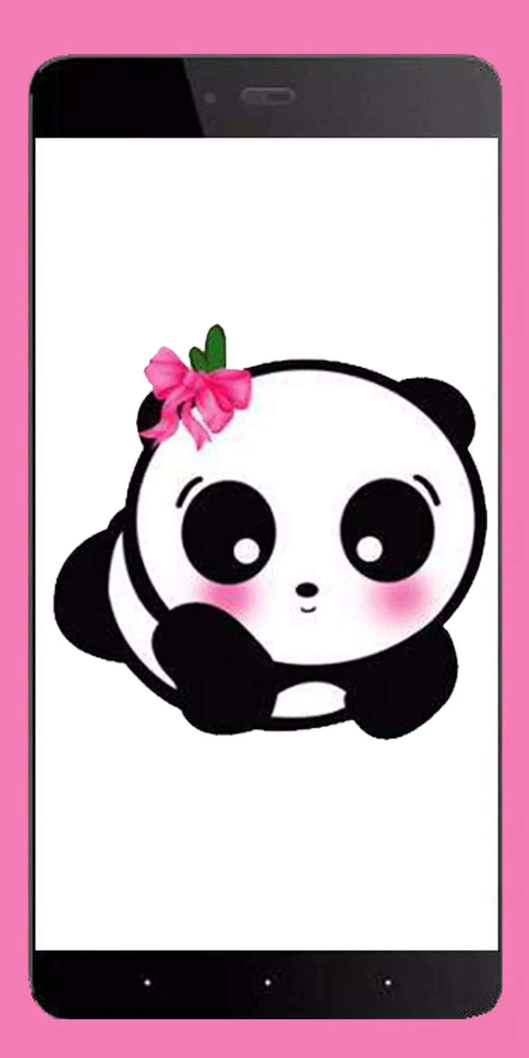Girly Panda, pink bow, smartphone screen, Full HD Phone Wallpaper