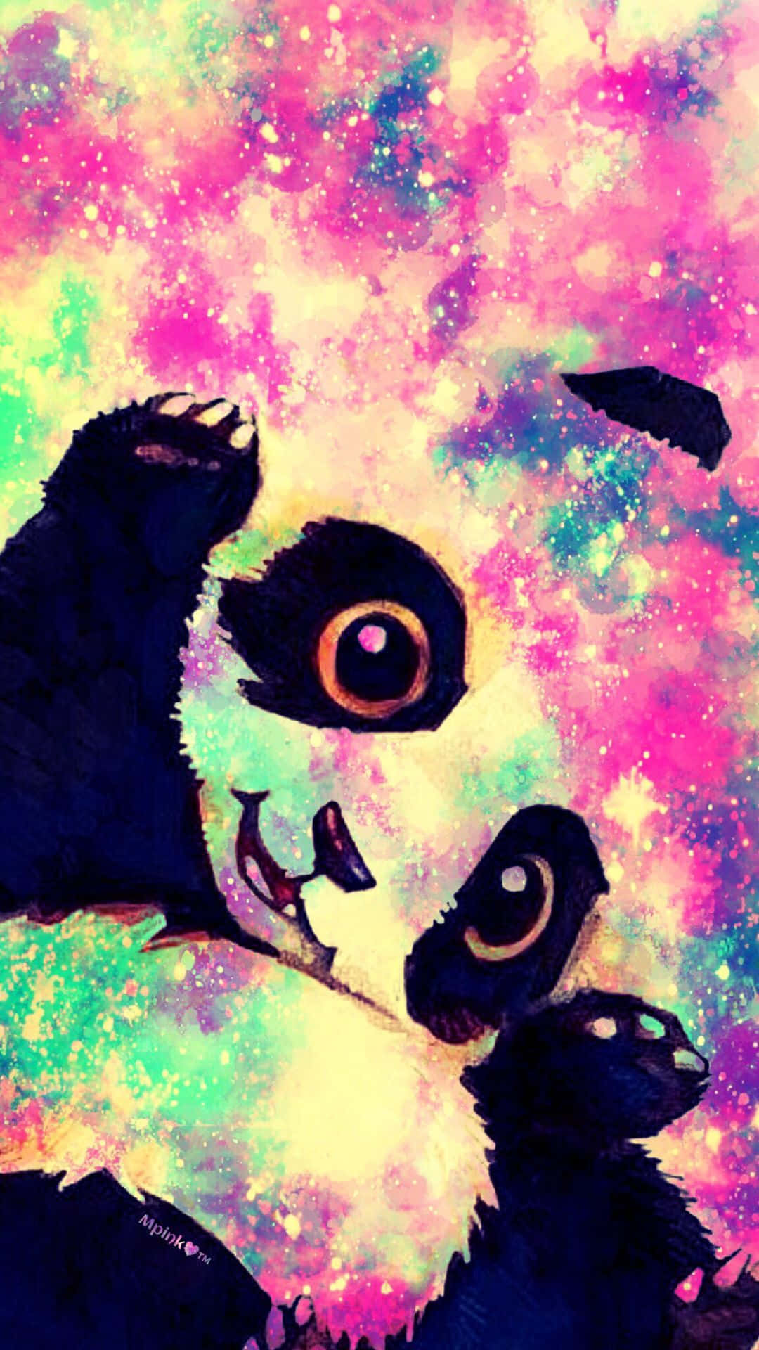 Girly Panda, pink, green, Full HD Phone Wallpaper