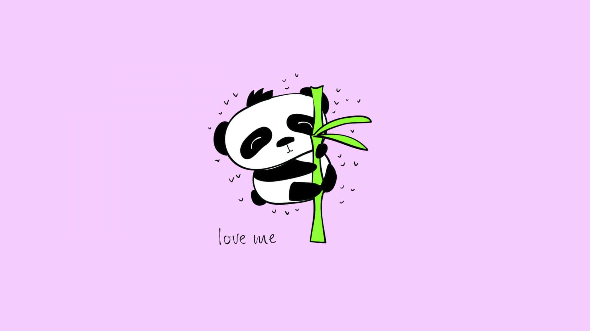 Girly Panda, cartoon panda, green bamboo stalk, Full HD Desktop Wallpaper