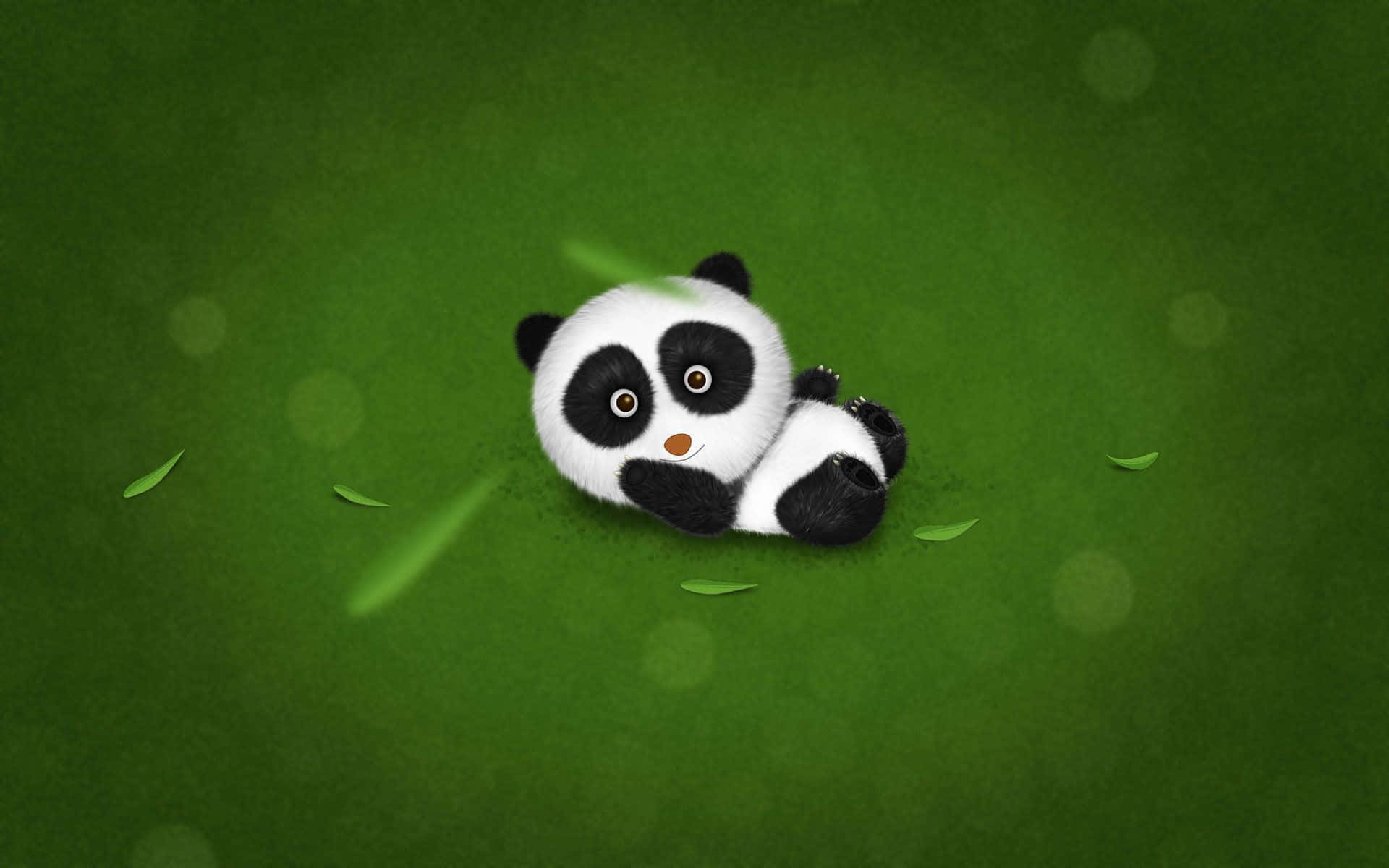 Girly Panda, panda cub, vibrant green grass, Full HD Desktop Wallpaper