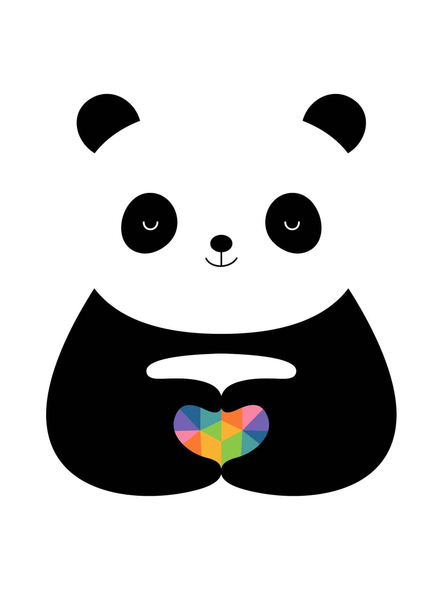 Girly Panda, panda bear, rainbow heart, Full HD Phone Wallpaper